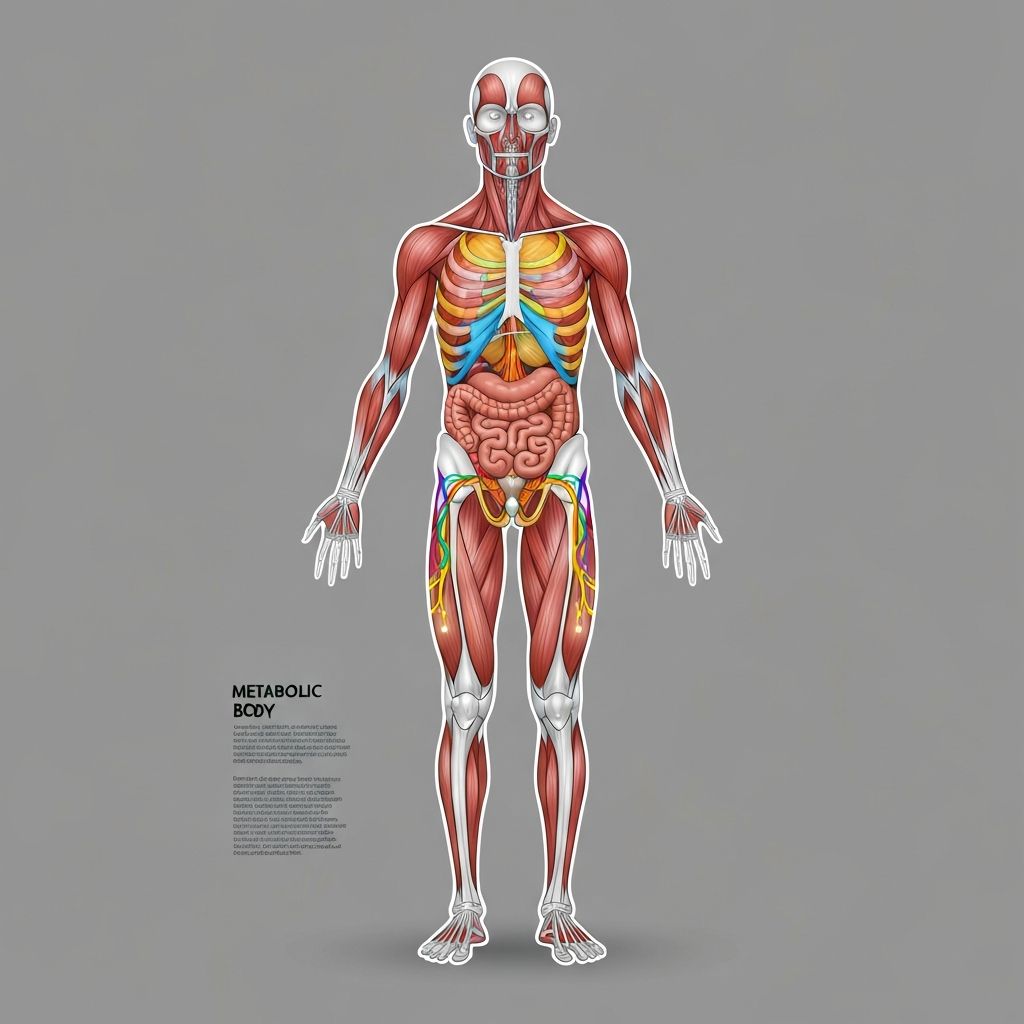 Human body metabolic systems illustration